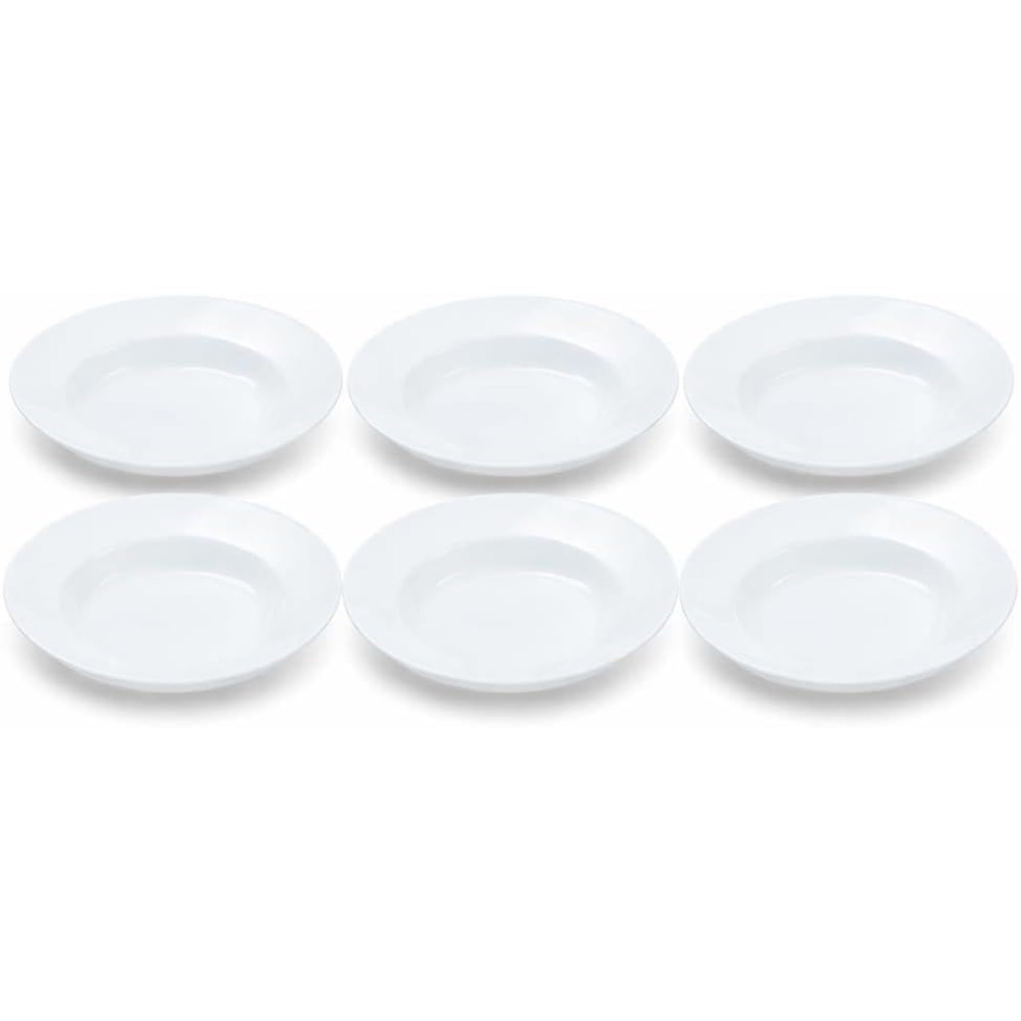 6Pcs White Ceramic Soup Plate 22cm Elegant Round Serving Plates for Home Hotel & Restaurant Microwave & Dishwasher Safe Tableware