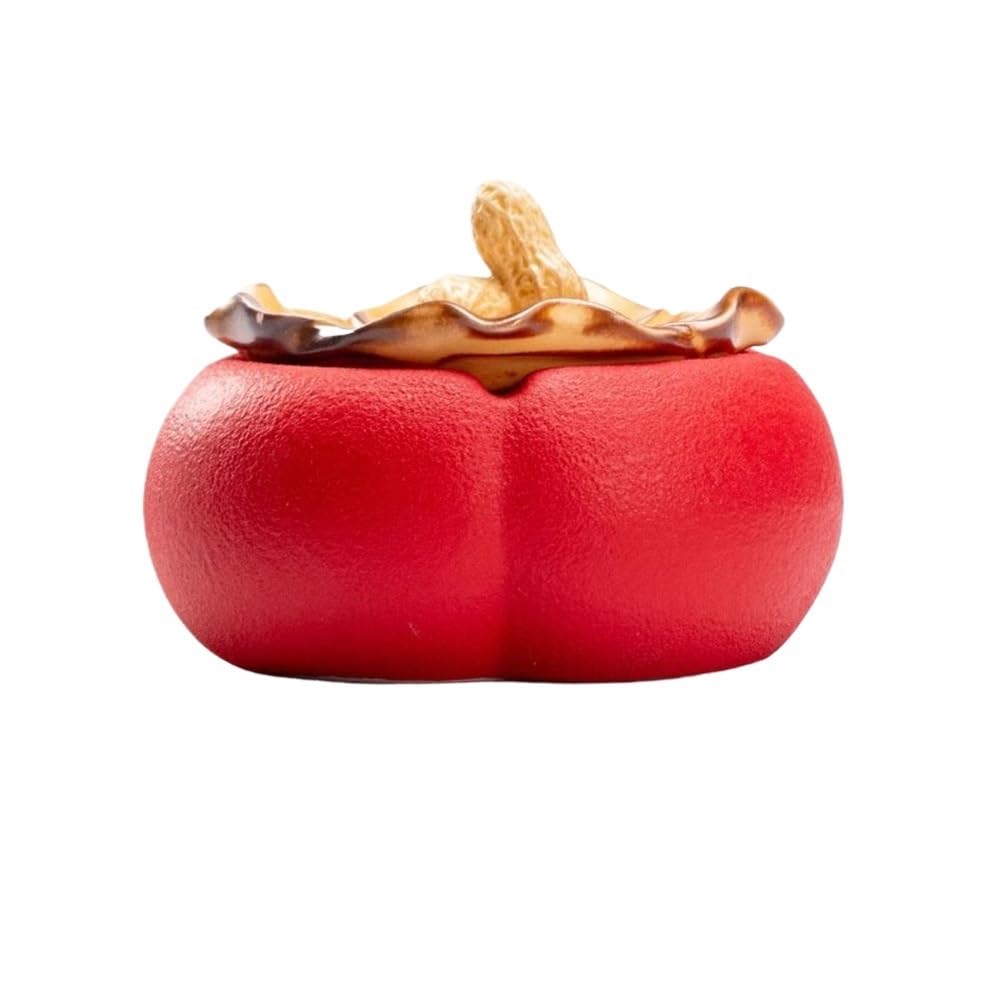 Practical ashtray Persimmon Shape Ashtray Ceramic for Indoor or Outdoor use, Home Office Tabletop Decoration for Smokers Red