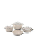 Korkmaz Granita 7 Pieces Non-Stick Cookware Set | Forged Aluminum Granite Coated Induction Base Cookware Pots and Pans Set | Beige - KA1272