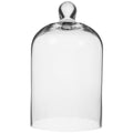 Luxshiny Clear Glass Dome Cloche Glass Display Cloche Dome with Solid Wood Base Glass Cloche Scented Candle Jar Small Tealight Holder for Home Wedding Table Decoration (15.00X9.00X9.00CM)