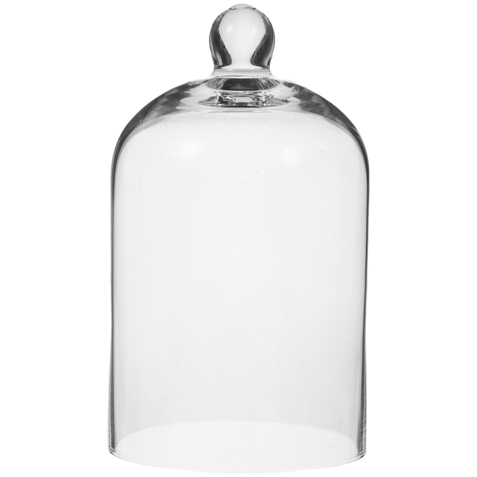 Luxshiny Clear Glass Dome Cloche Glass Display Cloche Dome with Solid Wood Base Glass Cloche Scented Candle Jar Small Tealight Holder for Home Wedding Table Decoration (15.00X9.00X9.00CM)
