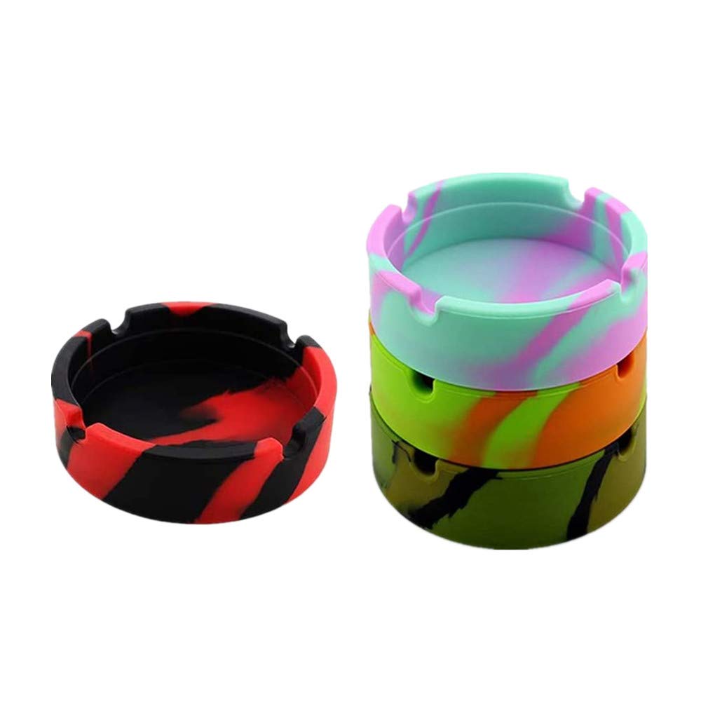NA 4 Pcs Colorful Silicone Ashtray, Won't Break-Silicone Rubber Nonstick Ashtray Stylish Heat Resistant Ashtray for Home Office Restaurant