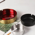 Stainless Steel Cigarette Ashtray, Bulk Round Ashtrays Tray, Unbreakable Tabletop Ash Holder, Ashtray Cigarette Holder for Home Outside Office Patio Balcony Restaurant Kitchen Table, 1Pcs Black