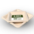 Ecoway [6 Inch Square Plate Pack Of 100] White Color- Disposable Plates Made With Bagasse Sugar Canes Microwave & Freeze Safe, Compostable & Biodegradable Dinner Plates, Strong Everyday Tableware
