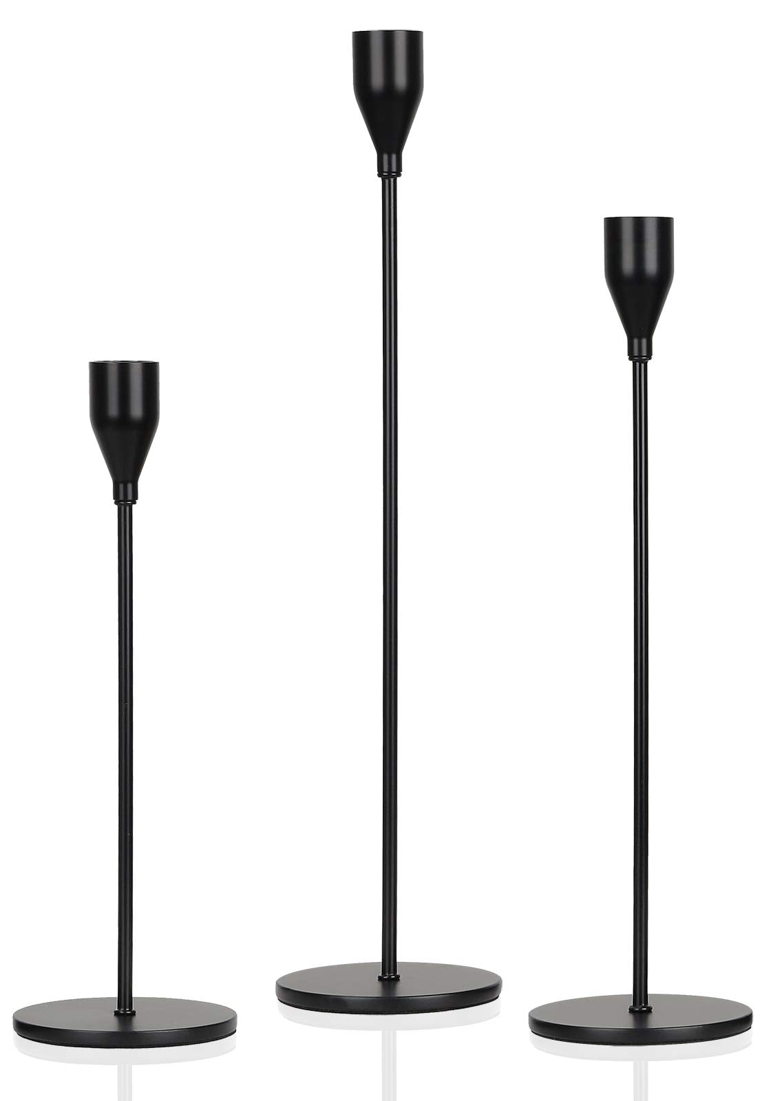 Hossejoy 3 PCS Matte Black Candle Holders, Metal Candle Holders for Taper Candles, Decorative Candlestick Holders for Table, Centerpiece for Wedding, Dinning, Party, Fits Thick&Led Candles