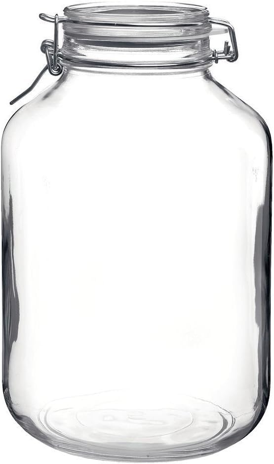 Glass Clip Jar with Airtight Seal, Clear Glass Storage Container with Metal Clamp Lid, 5 litres