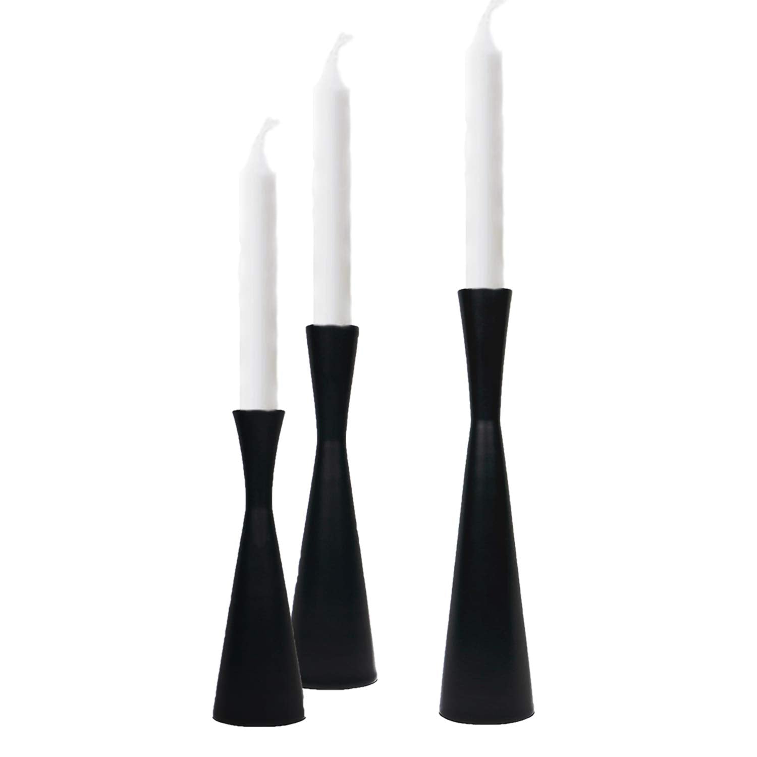 Gbrand Candle Holders Set of 3 Black Metal Taper Candlestick Holders, Vintage and Modern Decorative Centerpiece Candlestick Holder for Table Mantel Wedding, Party, Housewarming Gift (Metal, S+M+L/Set)