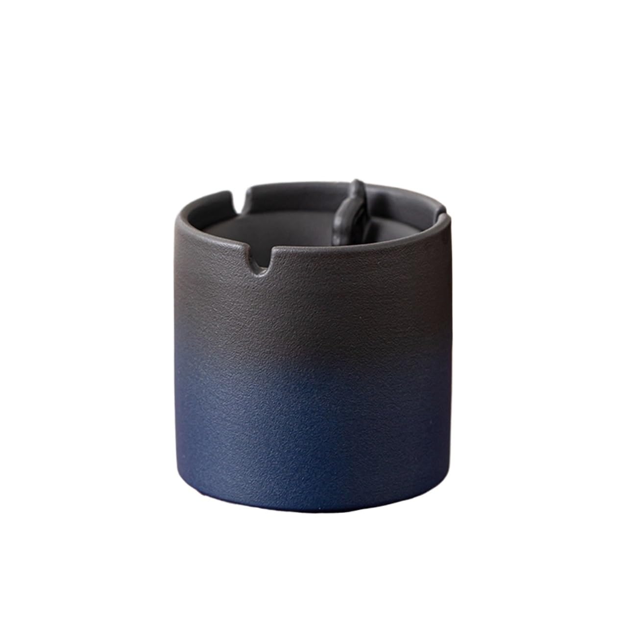 Practical ashtray Blue Home Ashtray with Lid Windproof Chinese Style Office Use Medium Size Funnel