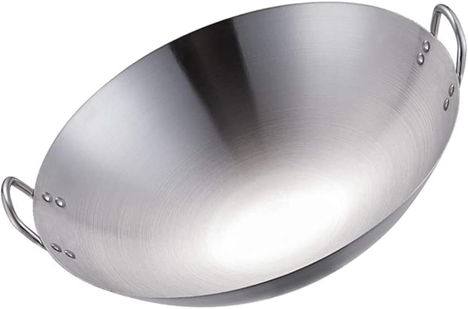 Stainless Steel Wok Pan Stir Fry Pan Deep Frying Wok Nonstick Frying Skillet with Double Handles Flat Bottom Wok Chinese Cooking Wok 34cm/13.38 inch