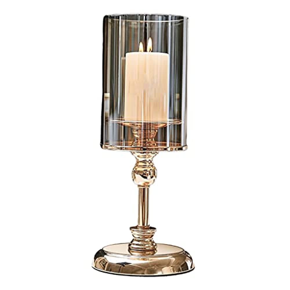 Metal Candle Holder, Metal Glass Candle Holder Candle Holder, Candle Holder Ornaments, Romantic Candle Light Dinner Props, Retro Table Decoration-S