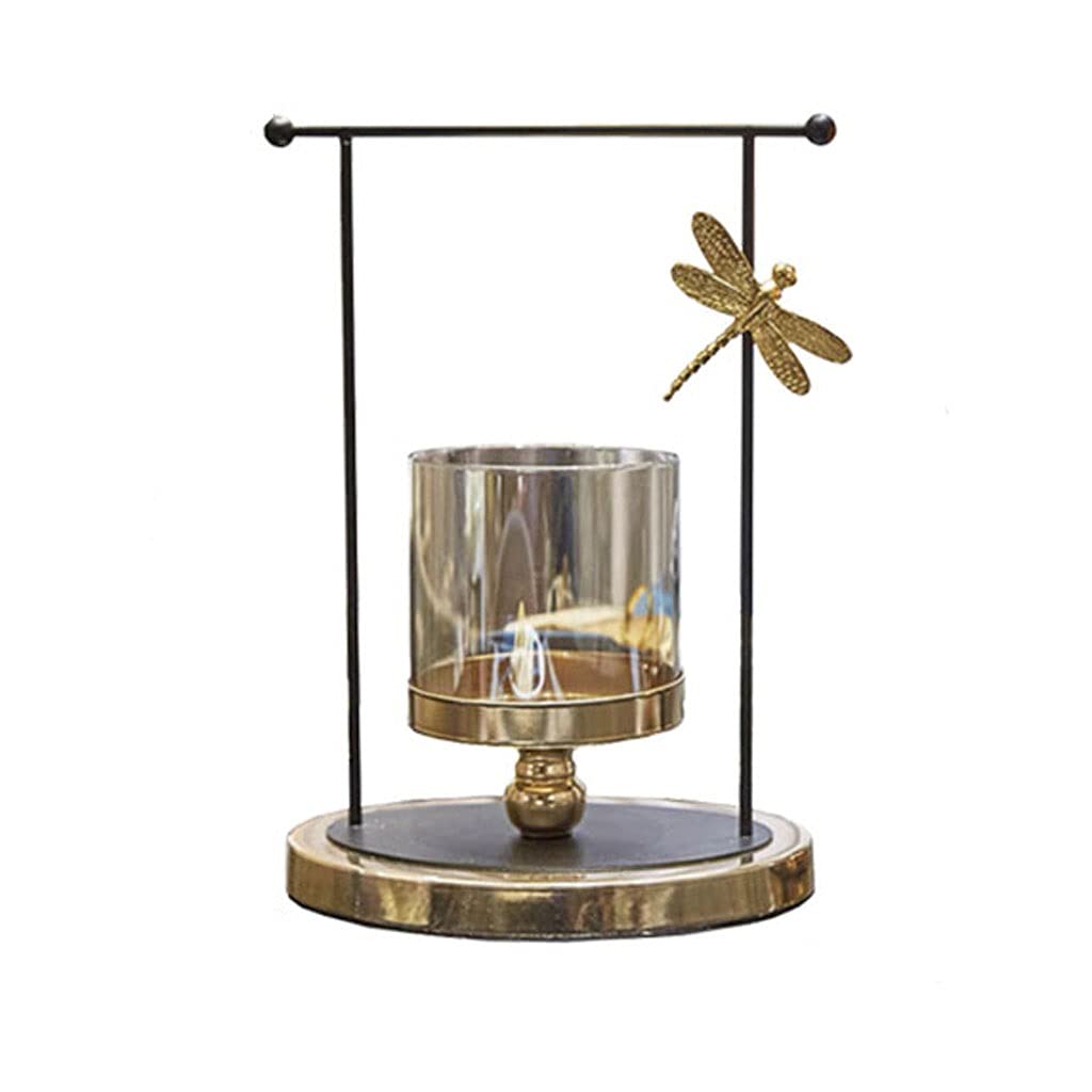 Candle Holders Iron Dragonfly Candle Holder Decoration Retro Style Home Dining Table Romantic Candlelight Dinner Aromatherapy Candle Holder Send Candles Candle Stand (Size : Medium)