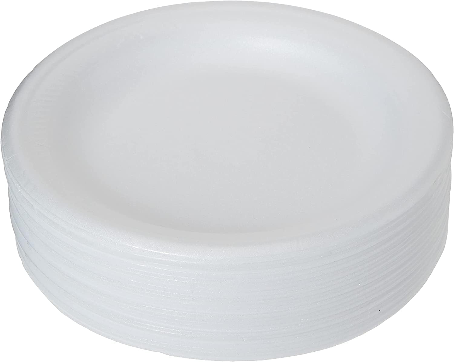 Disposable Round Foam Plates, White, 10 Inches, 100 Pieces