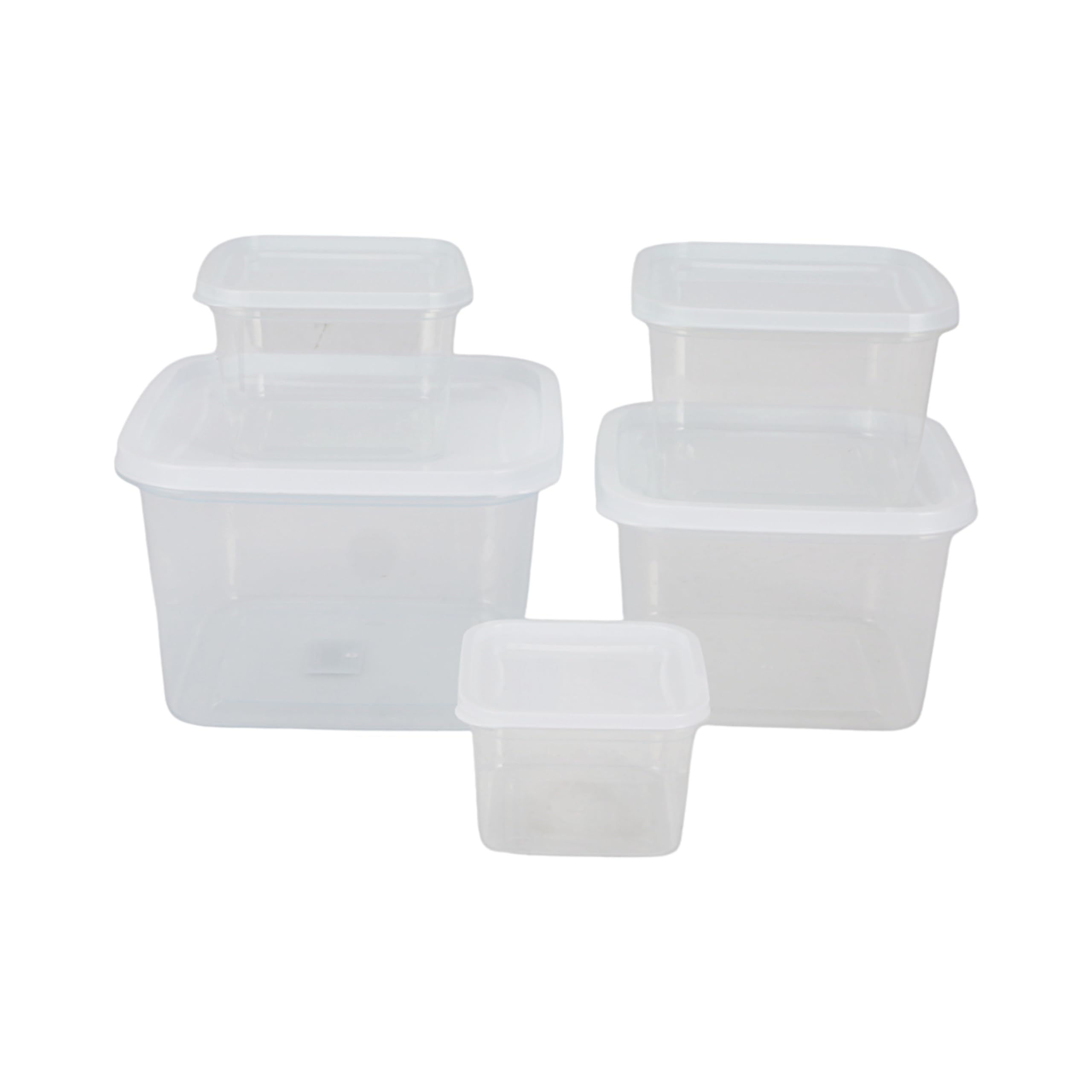 Royalford 5 Pack Clear Stackable Storage Plastic Tupperware Containers RF12189 Pantry Organizers and Storage,Perfect for Kitchen,Fridge,Cabinet,Closet,Food Containers with Lids Airtight Microwave Oven