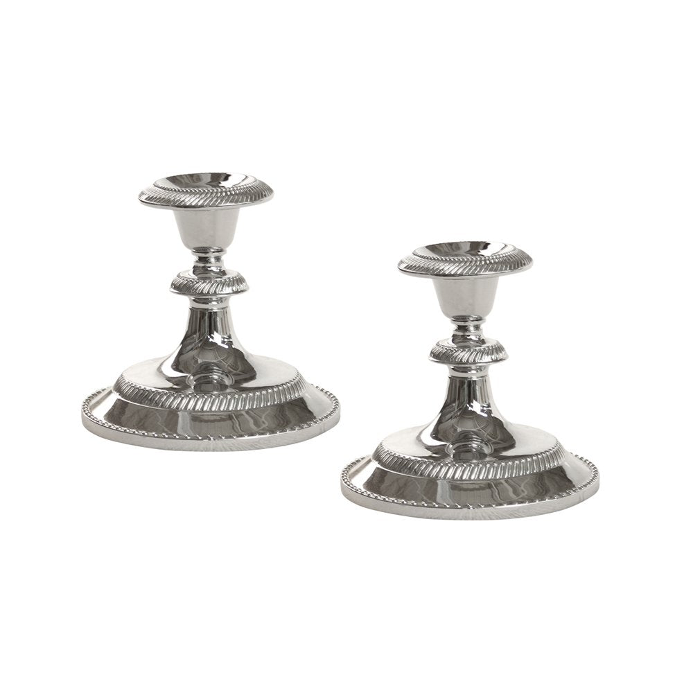 Ivy Lane Design Beaded Taper Candle Holders, Chrome-Plated, Set of 2