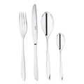 Sambonet Leaf 52163-81 Monoblock Stainless Steel Tableware Set 18/10, for 6 People, 24 Pieces: 6 Forks, 6 Spoons, 6 Knives, 6 Teaspoons, Dishwasher Safe, Grey