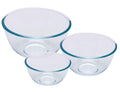 Pyrex Bowl Set of 3, Clear, 2,3L/21cm/1,1L/17cm/0.7L/15cm, Glass