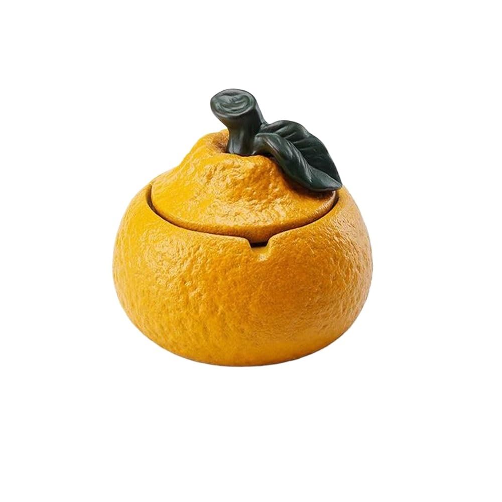 Practical ashtray Ceramic with Lid Ashtray Indoor Outdoor Portable Tangerine Shape Desktop for Smoking Decorativ Home Office etc