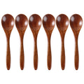 Hemoton 6Pcs Wooden Spoon Set - Multi-purpose Honey, Soup, Tea and Coffee Spoons for Jam