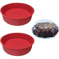 HUICH 8 inch Round Silicone Cake Molds - Set of 2, Nonstick & Quick Release, Formal/Contemporary, Cake Pan, Red