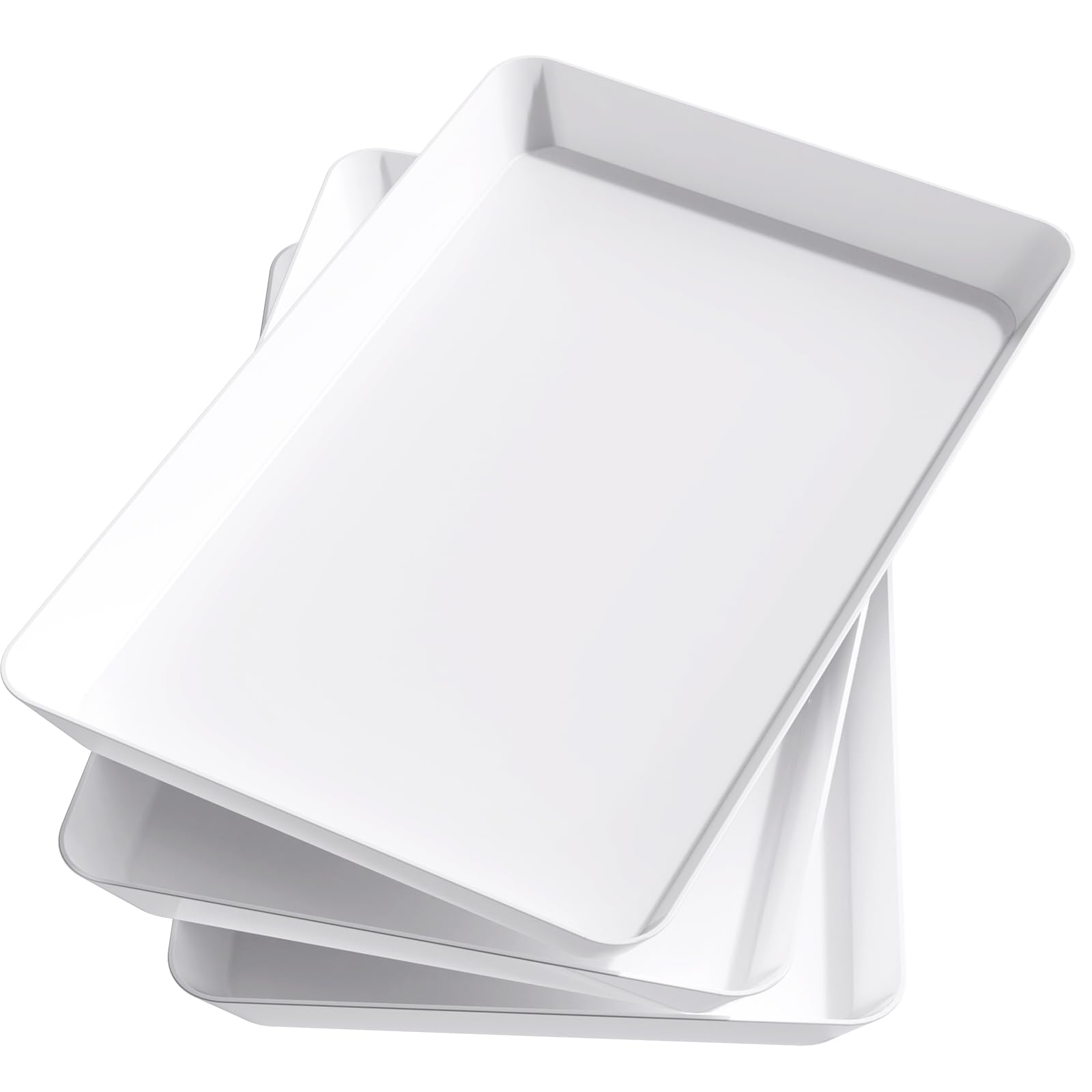 Lifewit Reusable Plastic Serving Tray, Serving Platters for Party, White Tray Dishes for Snacks, Food, Cookies, Set of 3, 36 * 24cm, BPA Free