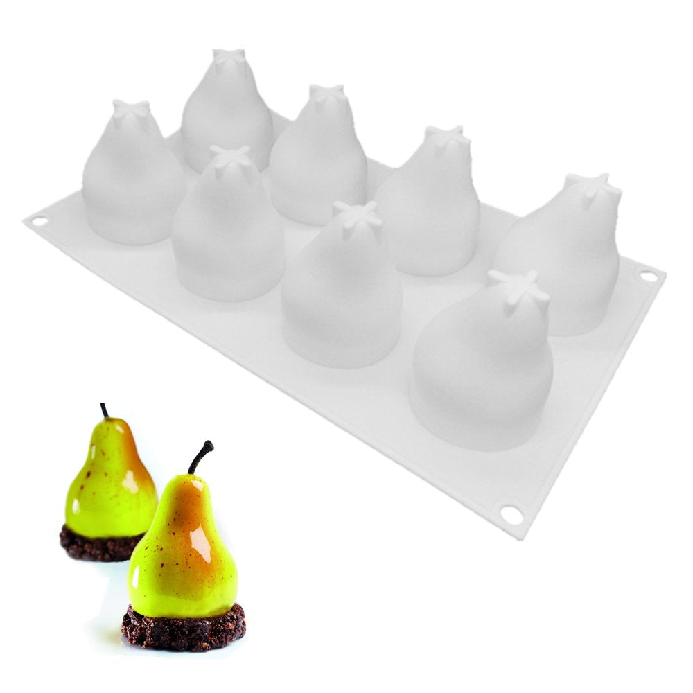 Xiao Hua Pear Shape Silicone Molds Cake Decorating Tools Bakeware French Dessert Mousse Cake Mold Baking Cupcake Silicone Mousse Mold - 8 Cavities (PEAR)