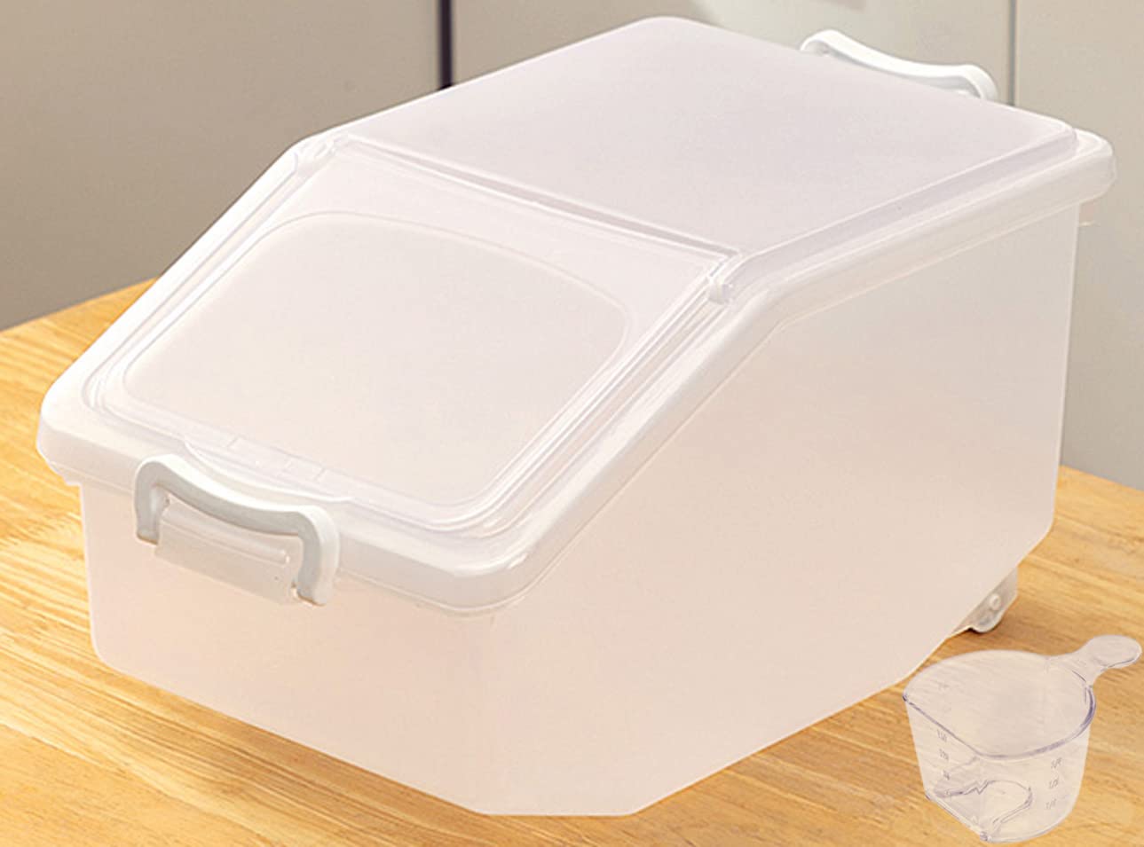 Premify Rice Storage Container 5kg - Food Storage Container with Lid, BPA Free Plastic Large Cereal Sotrage Box, Multifunctional containers for kitchen food with Measuring Cup