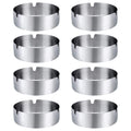 Ashtray Stainless Steel, Ashtray Round, Cigarette Ashtray Set for Outdoor and Home, Portable Ashtray Pack of 8