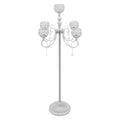 DYNAMI 5 Arm Crystal Candelabra Centerpiece,49.2in Tall Floor Candelabra with Crystal Candle Holder Bowl,Silver Centerpiece Table Decorations,for Home Wedding Anniversary Dinner Party