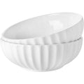 25cm Large Serving Bowls, 2.7 Quart Big Salad Bowls Set, 85 Oz Porcelain Pasta Bowls Set, Pumpkin-like White Fruit Vegetable Bowls for Entertaining, Set of 2