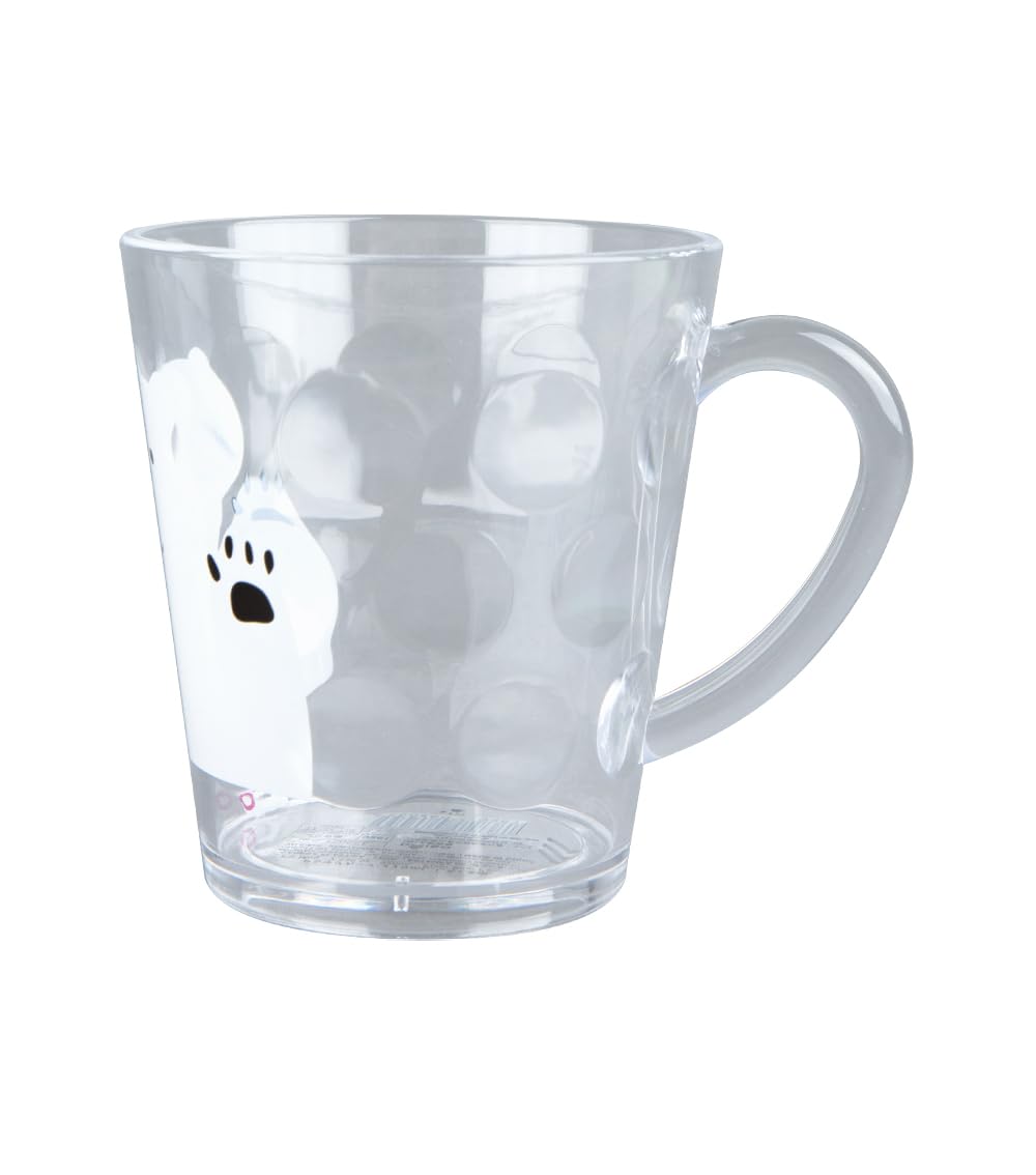 DAISO Polar Bear Print Mug | Clear Glass | 220 ml | Cute Animal Print Drink Cup for Home & Office