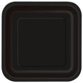 Unique Party Supplies 32060EU Square Environmentally Friendly Paper Plates 22.2 cm, Black, Pack of 14