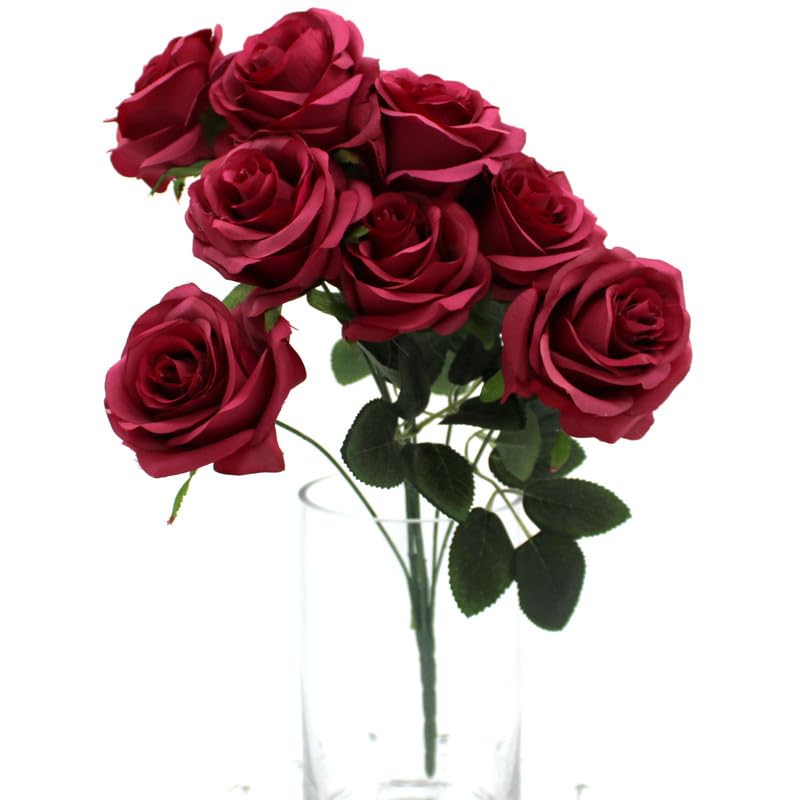 Artificial Rose Flowers with Stems for Bridal Wedding Decoration Study | Home & Garden | Home Decor | Floral Décor - F032-FUSHSIA