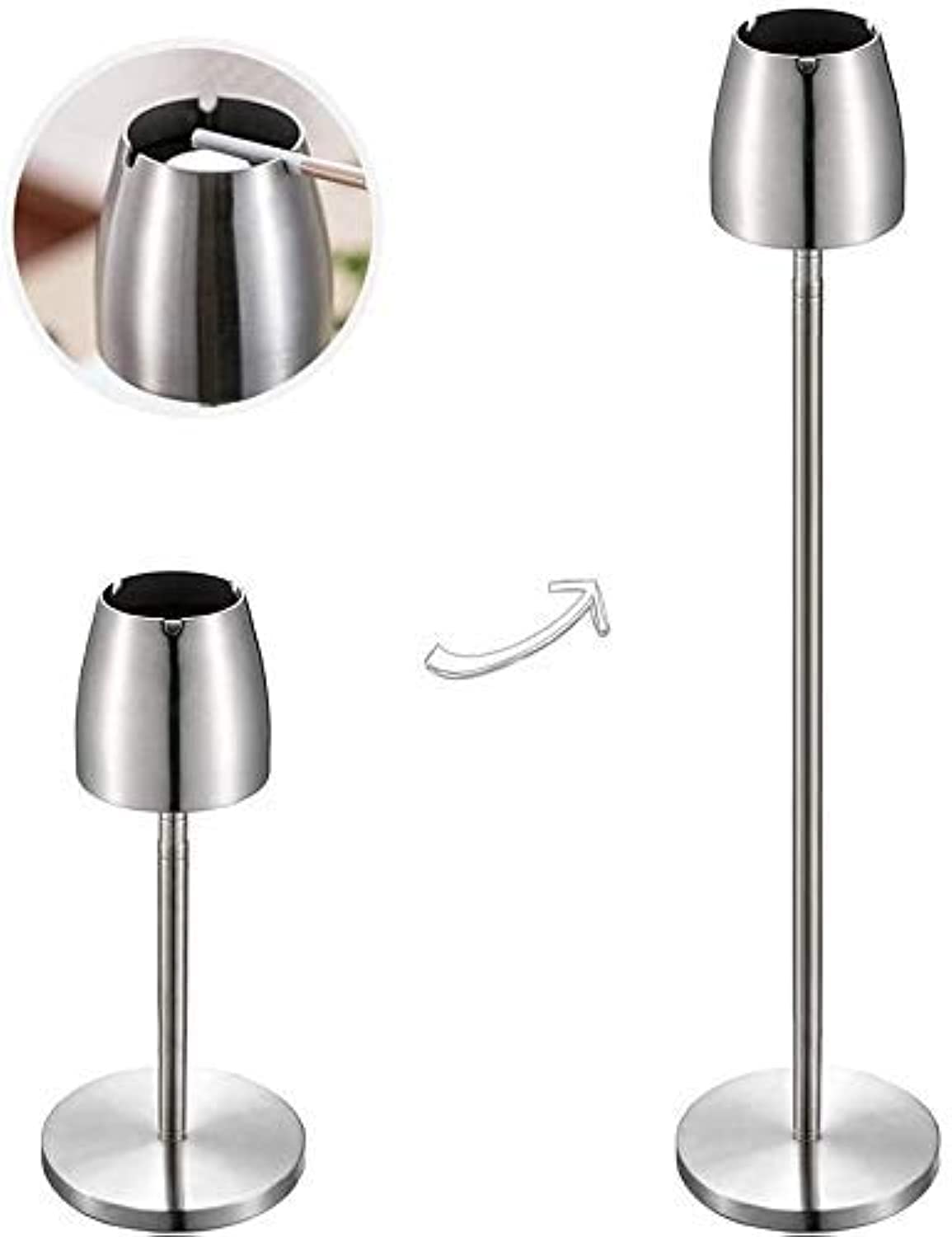 Stainless Steel Ashtray, Height Adjustable Standing Ashtray Telescopic Floor Standing Ashtray Tray Portable Windproof Indoor Outdoor Cigarette Ashtrays for Home Outside Bar Office Cafe Easy to Clean
