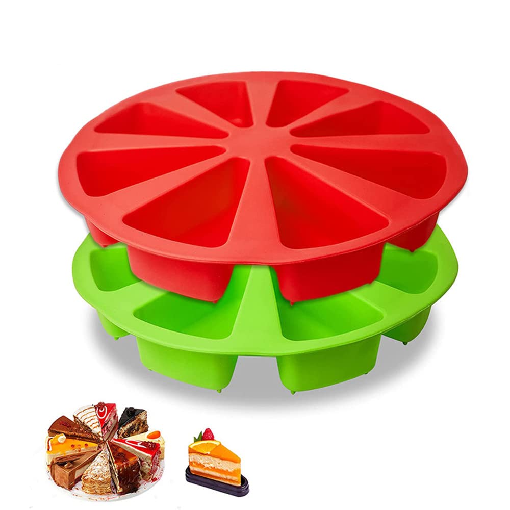 2 Pack Silicone Baking Molds, Triangle Cake Pan DIY/8 Cavity Silicone Scone Pan/Cakes Slices Mold/Pizza Baking Molds/Bread Mold molds for baking,for Kitchen Baking Tool