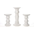Hosley Set of 3 Ceramic White Pillar Candle Holders Two 6 inch and One 9.5 inch High Ideal for LED and Pillar Candles Gifts for Wedding Party Home Spa Aromatherapy Votive Candle Gardens
