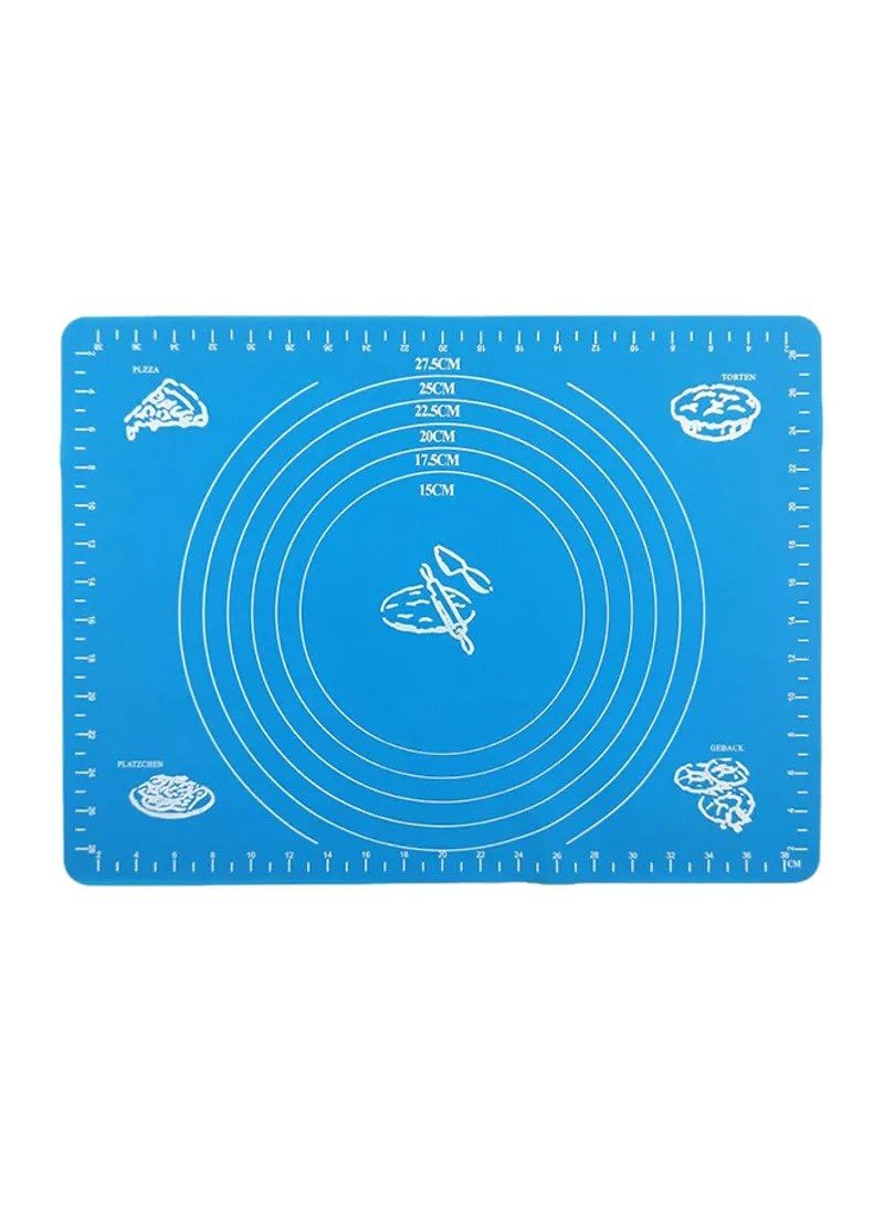 Kitchen Baking Tool Pastry Roll Mat Blue/White 38x28cm Silicone Baking Mat For Pastry Rolling With Measurements, Liner Heat Resistance Table Placemat Pad Pastry Board (81027)