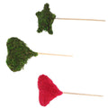 OOPP 3pcs Artificial Flower Stem Heart Star Green Dried Moss Floral Picks Wooden Sticks Simulation Plant Branches Decorative Bride Bouquet for Vase Lawn Flower Pot Decor
