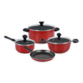Prestige 7 Piece Non-Stick Aluminium Cookware sets| Non Stick Aluminium | Casserole | Sauce Pan | Fry Pan - Red