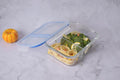 FEELINGS Glass Storage 1500ML with Divider – Microwave?Safe & Airtight Multi?Compartment Food Container (Blue)