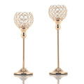 VINCIGANT Gold Crystal Candle Holders Coffee Table Decorative Centerpiece Candlesticks Set for Dining Table Decorations,Gifts for Thanksgiving/Birthday/Housewarming