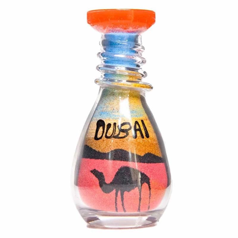 Decorative Glass Pink and Red colored Candle with Dubai Camel Theme