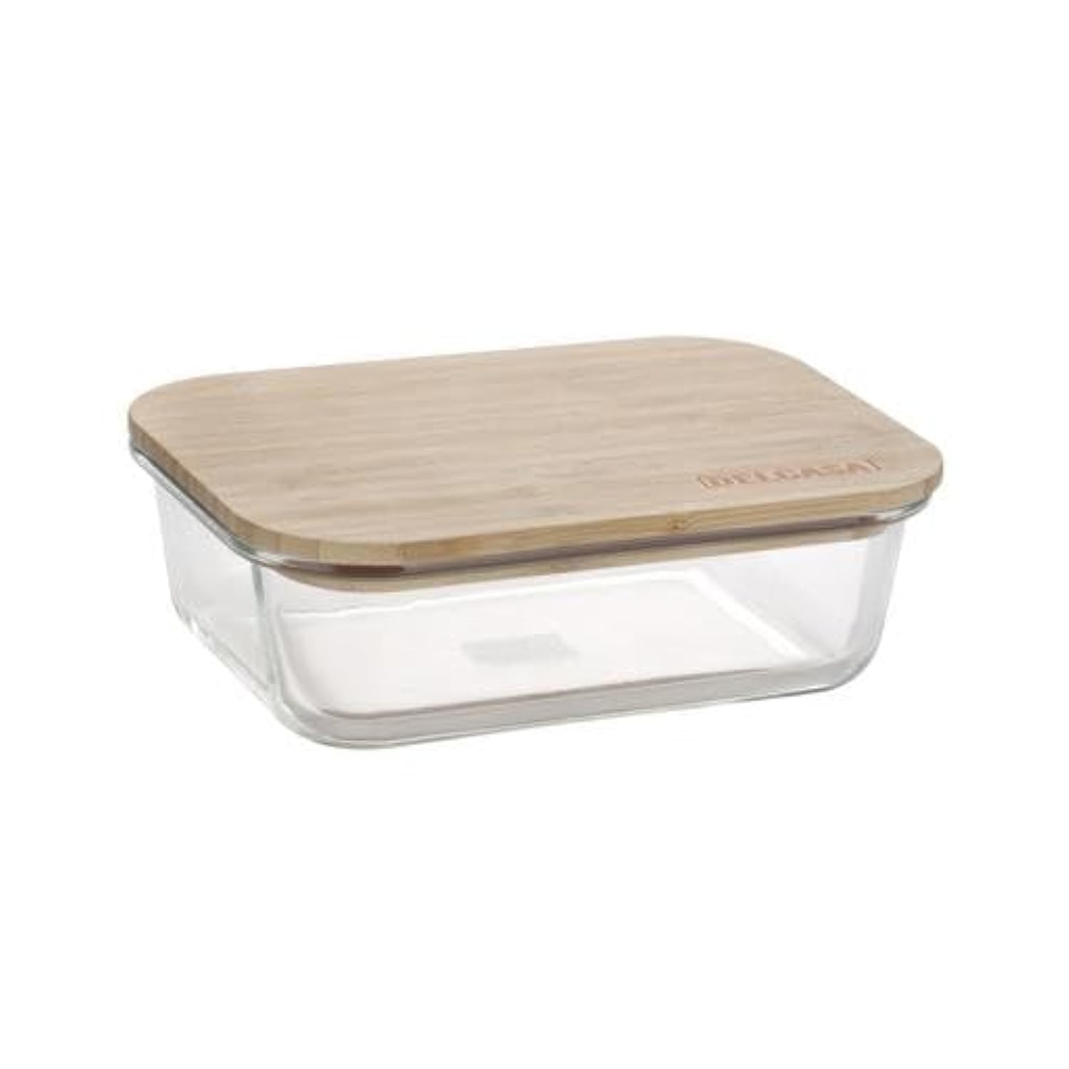 Delcasa DC2365 Rectangular Airtight Glass Container with Bamboo Lid, 370 ml Capacity