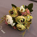 Dried flowers25cm Artificial Dried Flowers Camellia Flowers Artificial For Wedding Decor Home Large Artificial Flowers Bouquet Green