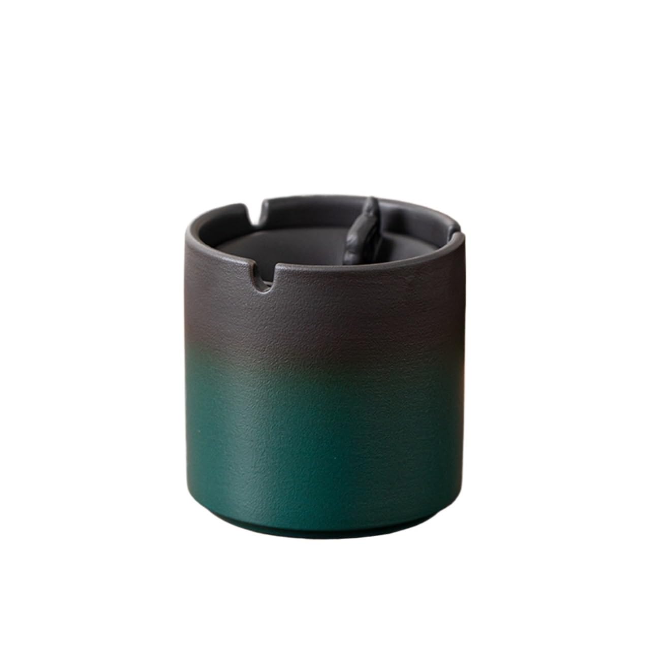 Practical ashtray Green Gradient Minimalist Ashtray Solid Color Windproof Chinese Style Medium Size Funnel-Shaped for Office Use
