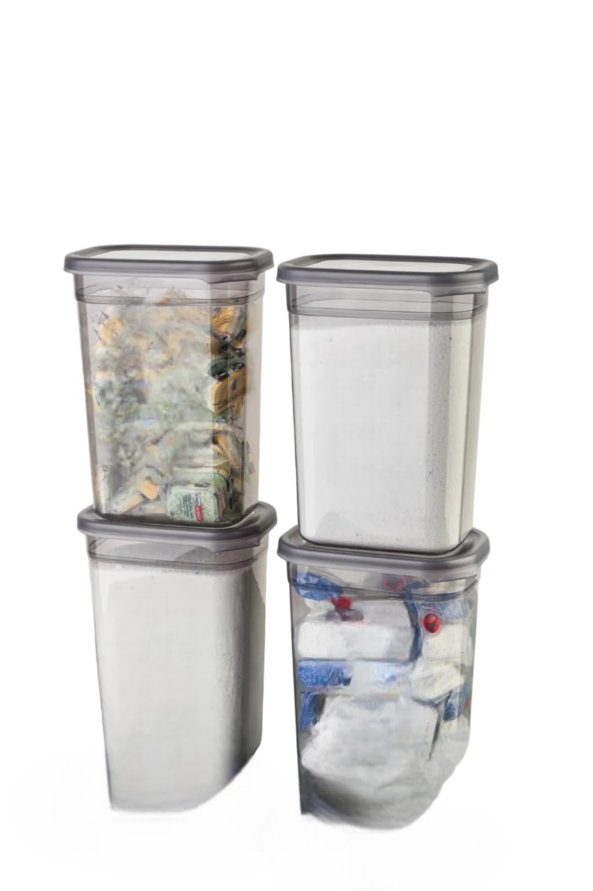 4 pieces x 1.5 Litres Food Containers, Rice Bucket,Food Storage Bins with Lids,BPA Free Kitchen Storage Containers, Dry Food,Cat/Dog Food Storage Container, Detergent Storage Container