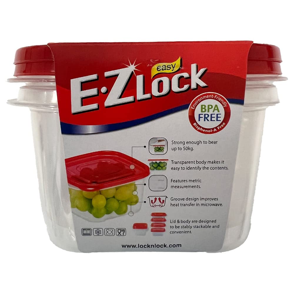 LocknLock-EzLock Square Container-970ml-2pcs Set-