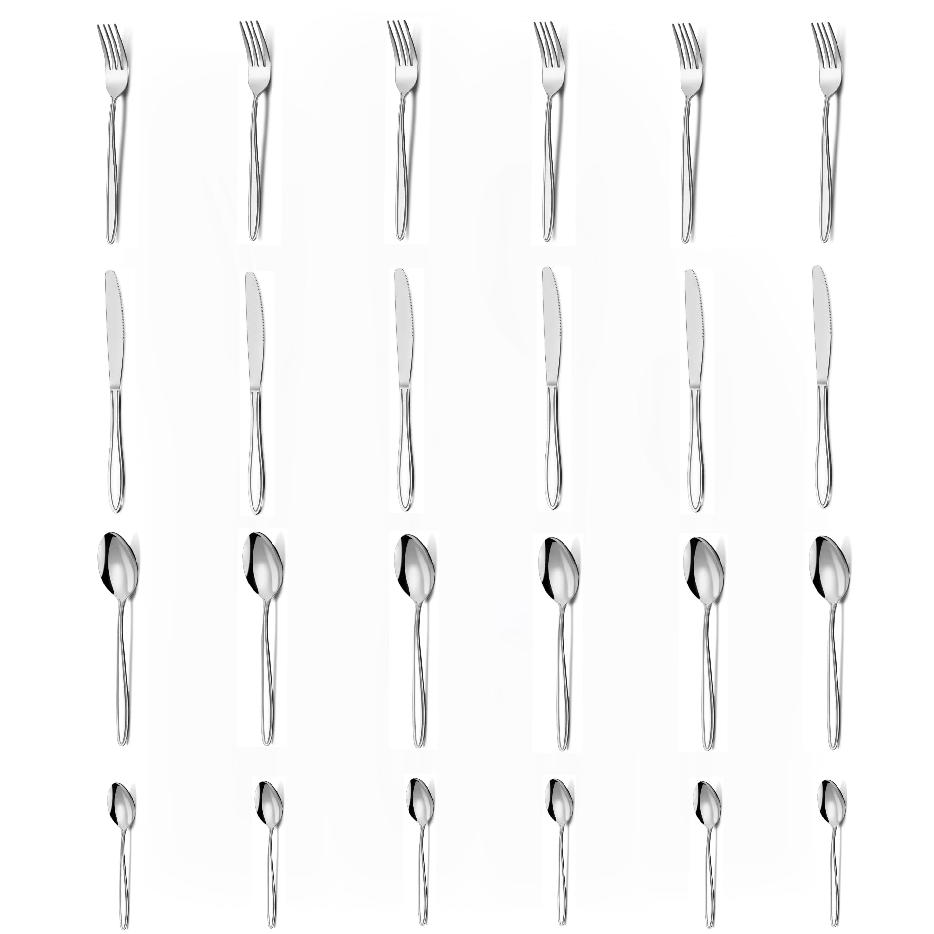 SKY-TOUCH 24-Pieces Silverware Set, Stainless Steel Flatware Tableware Set for 6, Flatware Silverware Set with Knife Fork Spoon, Elegant Tableware for Home Daily Use, Dishwasher Safe