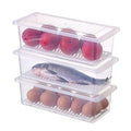 STARSLIFE Food Storage Containers, Refrigerator Classified Organizer Case with Removable Drain Plate and Lid, Plastic Stackable Box Keep Fresh for Fish, Meat, Vegetables, Fruits ect. (Pack of 3)