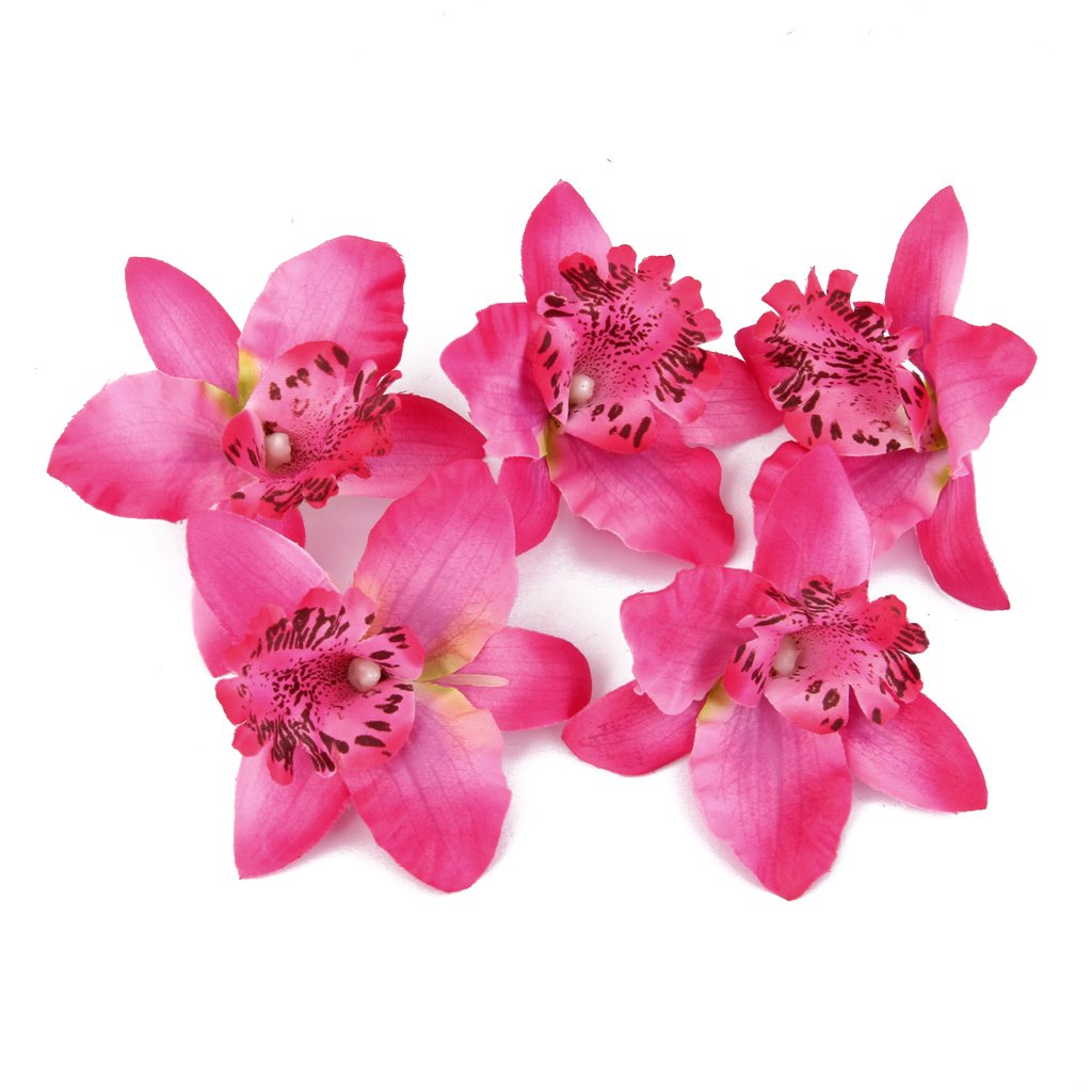 20pcs Artificial Orchid Dendrobium Flower Heads Home Wedding Decoration 8cm (Rose Red)