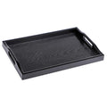 MDLUU Large Serving Tray, Plastic Ottoman Tray with Cutout Handles, Rectangle Butler Tray for Breakfast in Bed, Coffee Table Decor, Party (Black)